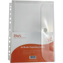 Stat Binder Wallet A4 2, 3 & 4 Rings Expanding 30mm Gusset 200 Sheet Clear (Pk/10)