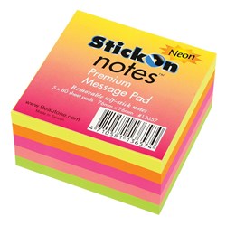 BEAUTONE STICKON NOTES CUBE Premium Message Pad 5 x 80 sheets 76mmx76mm