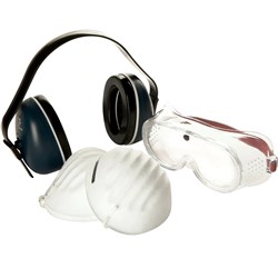 3M 645838 Protector Safety Kit Earmuff Goggles & 5 Dust Masks