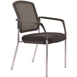 Buro Lindis 4 Leg Chair With Arms Black Fabric Seat Mesh Back Silver Frame