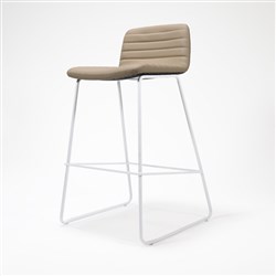 Rapidline Pixel Bar Stool 630mmH White Frame And Almond PU Leather