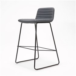 Rapidline Pixel Bar Stool 630mmH Black Frame And French Navy PU Leather