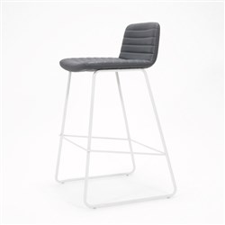 Rapidline Pixel Bar Stool 630mmH White Frame And French Navy PU Leather