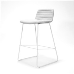 Rapidline Pixel Bar Stool 630mmH White Frame And Light Grey Fabric