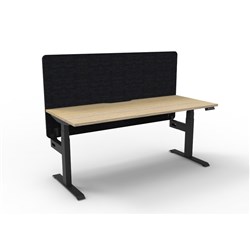Rapidline Boost+ Single Sided Workstation + Black Eco Screen 1500Wx750Dx620-1270mmH Oak/Blk