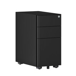 Rapidline Eternity Slimline Mobile Pedestal 2 Drawer 1 File 300Wx535Dx580mmH Black