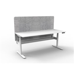 Rapidline Halo+ Single Sided Workstation + Grey Eco Screen +Tray 1200Wx620-1270mmH Wht/Wh