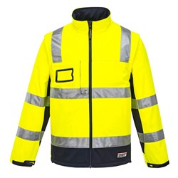 Huski Chassis Hi-Vis 2-in-1 Contrast Softshell Jacket 3 Layer 4XL Yellow And Navy