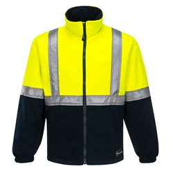 Huski Convoy Hi-Vis Contrast Polar Fleece Jumper 2XL Yellow And Navy