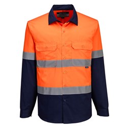Portwest Industrial Hi-Vis Lightweight Contrast Shirt Long Sleeve XL Orange/Navy