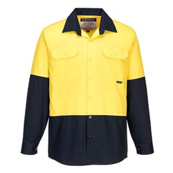 Portwest Canberra Hi-Vis Contrast Lightweight Class D Shirt Long Sleeve S Yel/Navy
