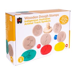 Educational Colours Wooden Dough Stamps Indigenous Animal Track Box Of 6
