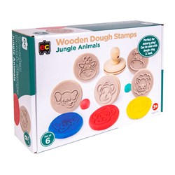 Educational Colours Wooden Dough Stamps Jungle Animals Box Of 6