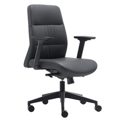 Blair Executive Low Back Chair With Arms Black PU Seat And Back