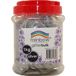 Rainbow Glitter Bulk Jar Silver 1kg