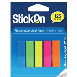 BEAUTONE STICKON CLEARFLAGS 25Sht/Padx5 Pads 12x45mm Asst Pack 125