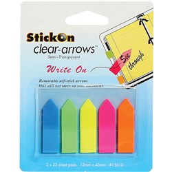 BEAUTONE STICKON CLEAR FLAGS 25Sht/Padx5 12x45 Asst 125/Pk