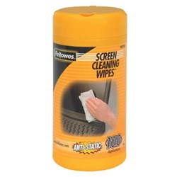 FELLOWES SCREEN CLEANING 100 Wipes Tub