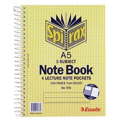 SPIRAX 572 3 SUBJECT NOTEBOOK A5 150 Leaf 210x158mm S/O