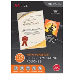 GBC Laminating Pouches A4 125 Micron Gloss Pack Of 100