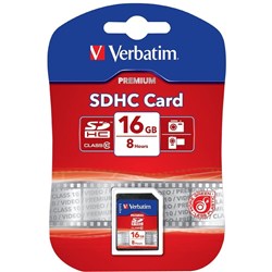 Verbatim Premium SDHC Memory Card Class 10 16GB Black