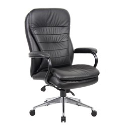 Titan Executive Medium Back Chair With Arms Black PU Back And Leather Seat
