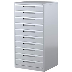 Steelco Steel Multimedia Storage Cabinet 10 Drawer 710W x 620D x 1370mmH Silver Grey
