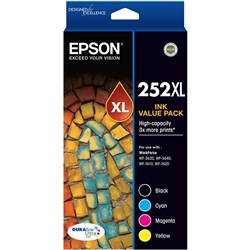 Epson 252XL DURABrite Ultra Ink Cartridge Value Pack Of 4 Assorted Colours