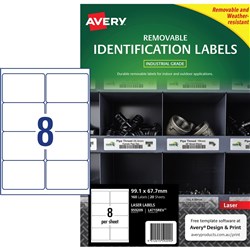 Avery Identification Removable Heavy Duty Laser White L4715 99.1x67.7mm 8UP 160 Labels