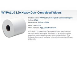 KIMBERLY CLARK WYPALL Heavy Duty Centrefeed Wipers K4120 Carton of 4