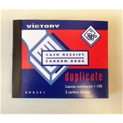 VICTORY CASH RECEIPT BOOK Carbon Duplicate 100 Leaf