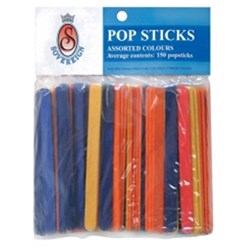 CRAFT POPSTICKS COLOURED Pack Of 150