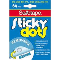 SELLO REMOVABLE STICKY DOTS 64 Dots 4 Sheets