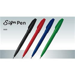 PENTEL S520 SIGN PEN Fibre Tip Green Ink